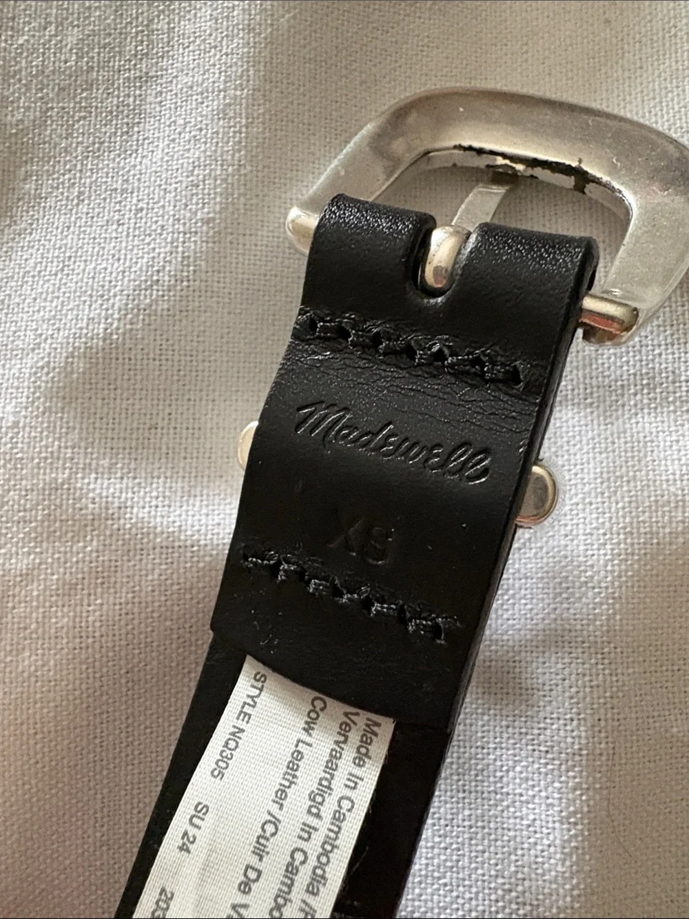 Madewell black leather belt with silver stud hardware